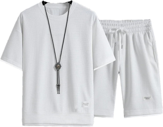 Conjunto de dos piezas: camiseta de manga corta de tejido de rizo