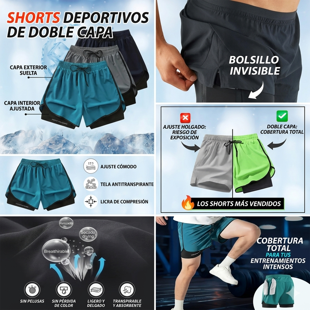 Pantalones cortos deportivos de secado rápido para hombre