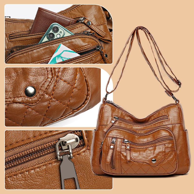 Bolso para mujer – Cuero sintético, varios compartimentos, correa ajustable