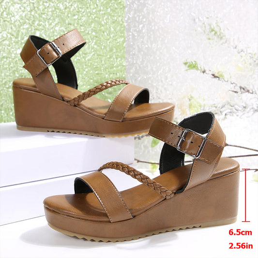 Sandalias de cuña con tiras trenzadas para mujer