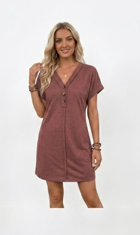 Vestido camisero de mujer en color liso con botones