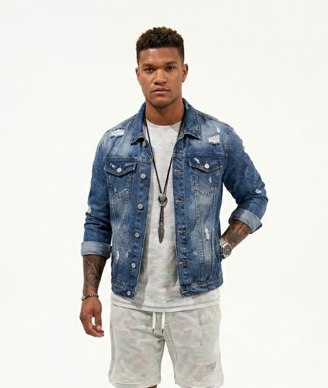 Chaqueta para hombre con efecto desgastado y lavado vintage