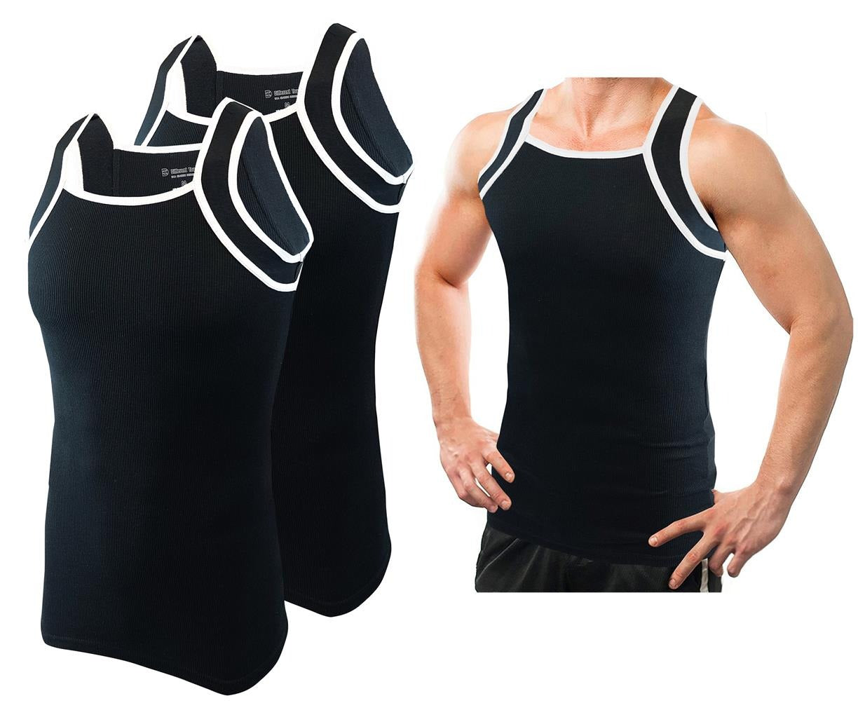 Camiseta sin mangas de hombre con ribetes en color de contraste y puños acanalados