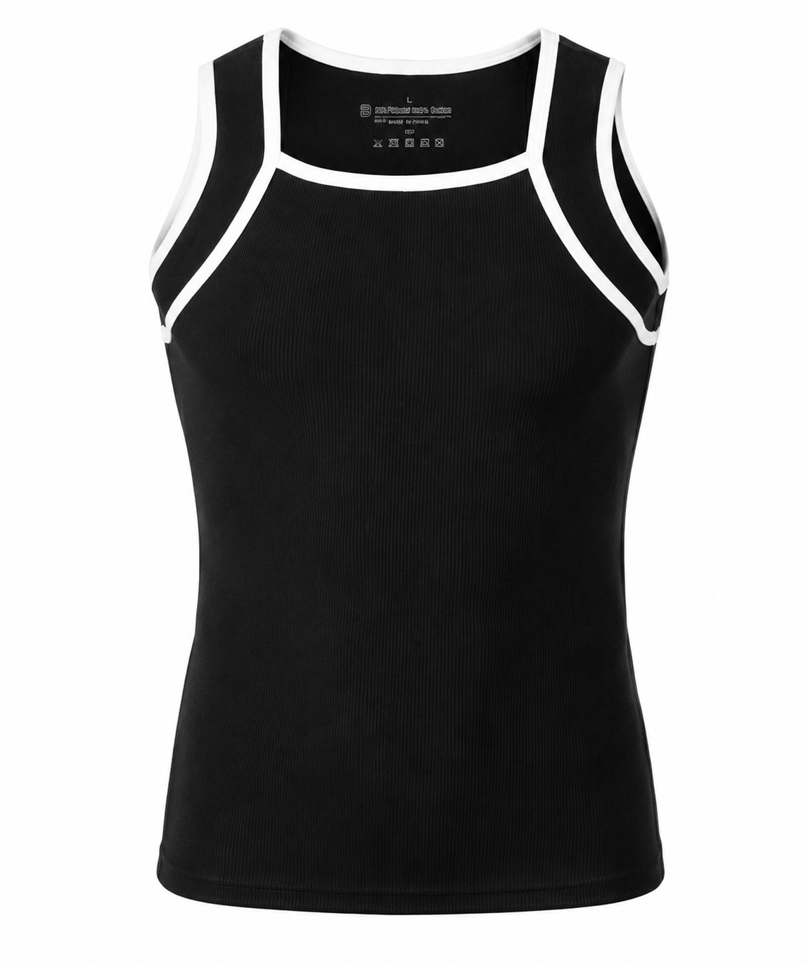 Camiseta sin mangas de hombre con ribetes en color de contraste y puños acanalados