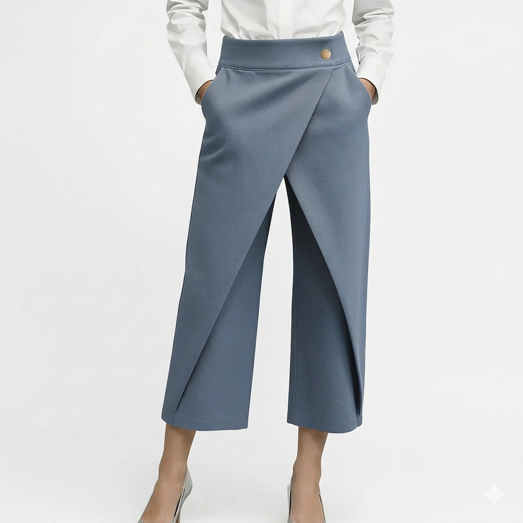 Pantalón capri para mujer con detalles de paneles combinados
