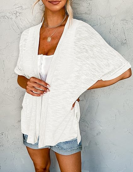 Chaqueta de punto de manga corta, elegante y con corte fluido
