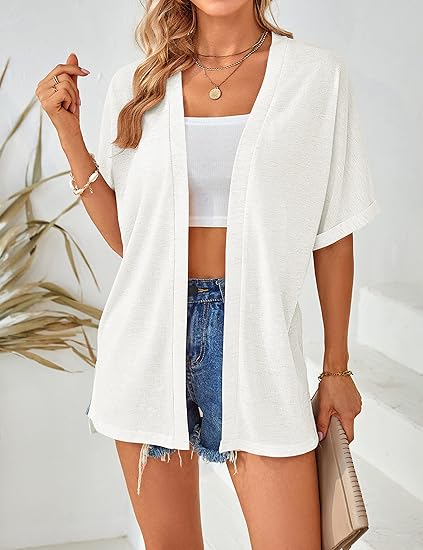 Chaqueta de punto de manga corta, elegante y con corte fluido