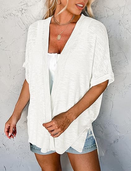 Chaqueta de punto de manga corta, elegante y con corte fluido