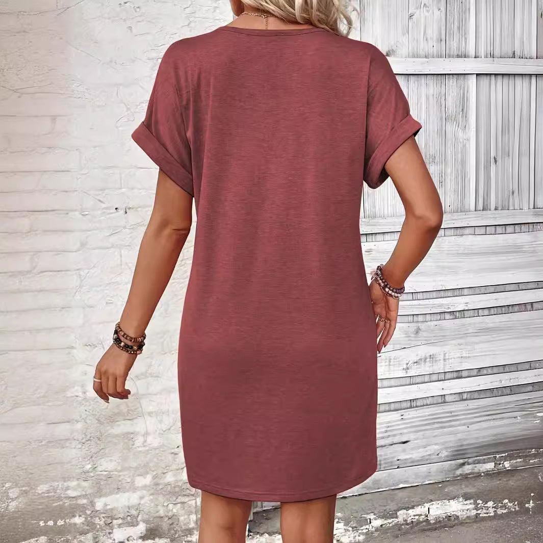 Vestido camisero de mujer en color liso con botones
