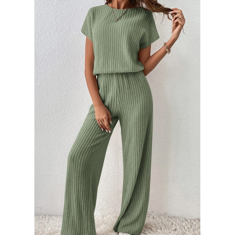 Conjunto de dos piezas para mujer de punto acanalado