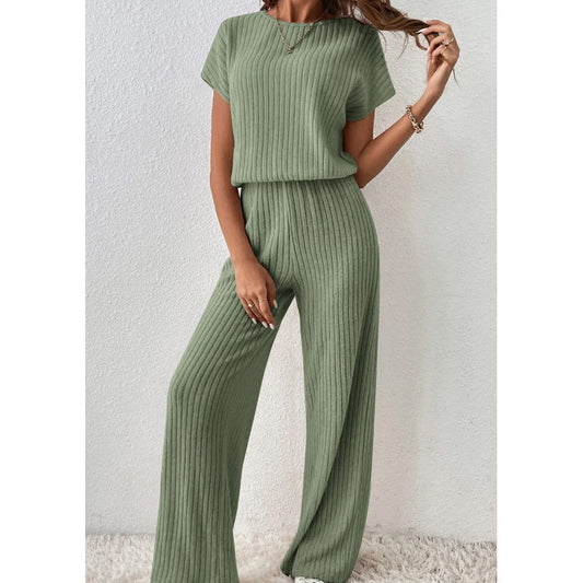 Conjunto de dos piezas para mujer de punto acanalado