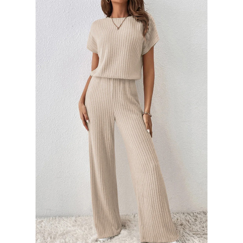 Conjunto de dos piezas para mujer de punto acanalado