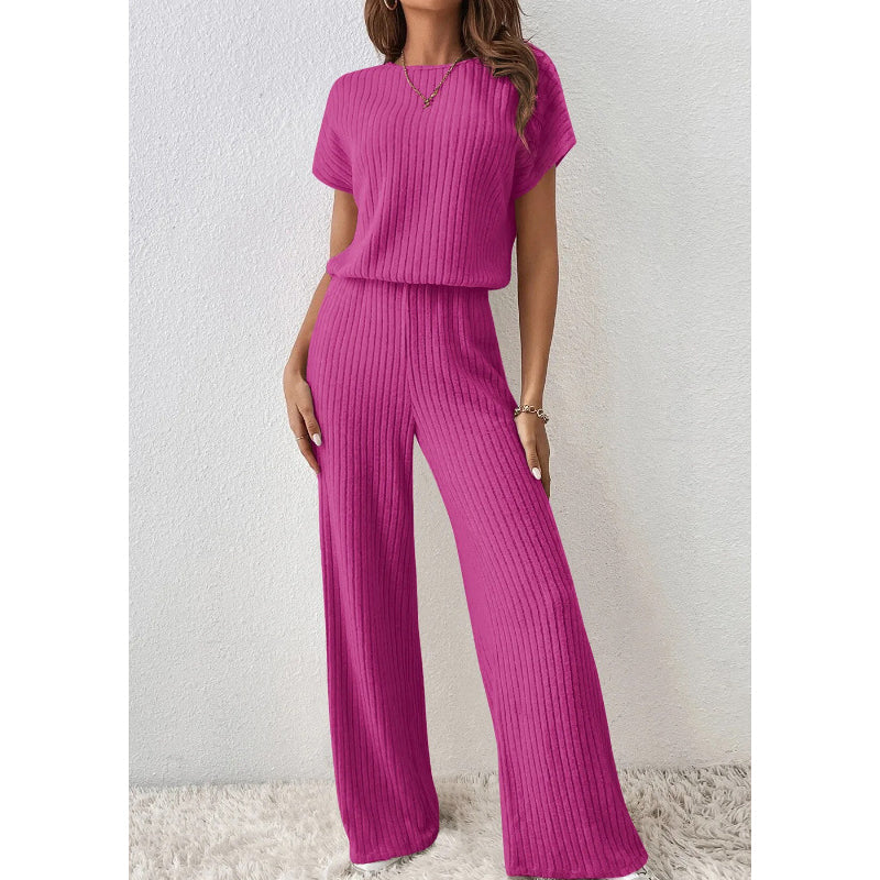 Conjunto de dos piezas para mujer de punto acanalado