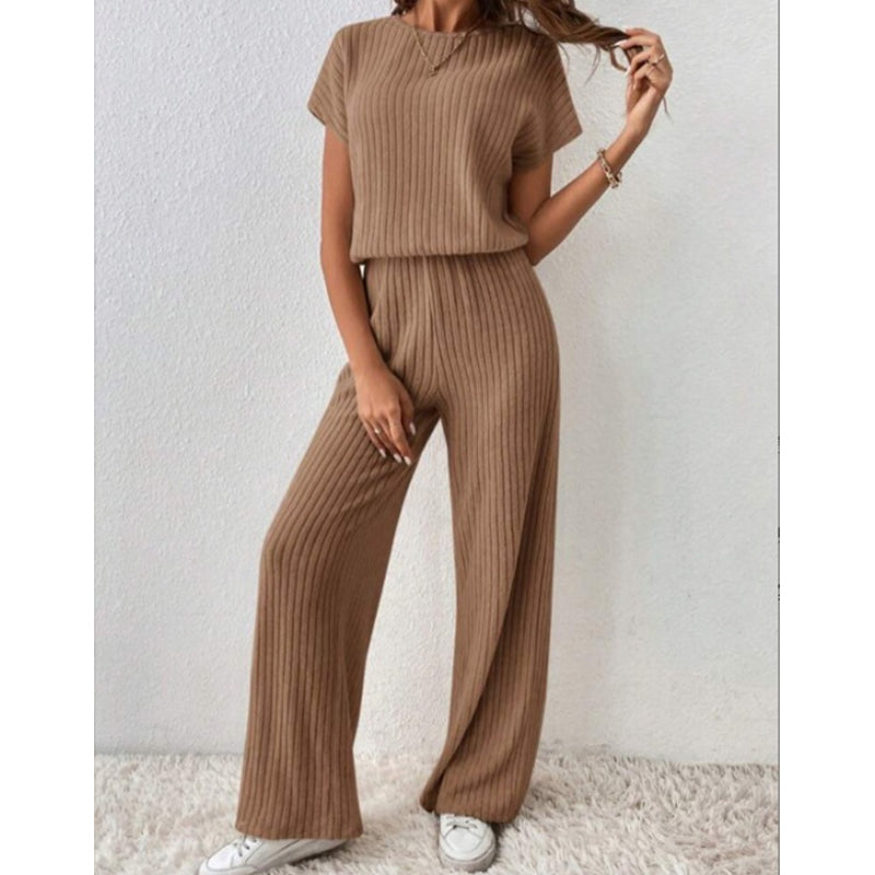Conjunto de dos piezas para mujer de punto acanalado