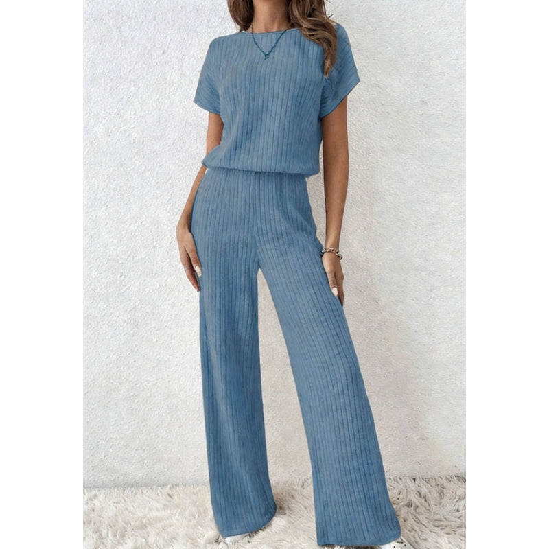 Conjunto de dos piezas para mujer de punto acanalado