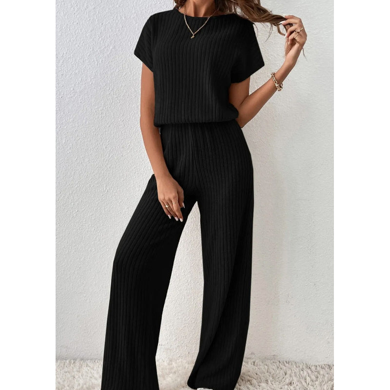 Conjunto de dos piezas para mujer de punto acanalado
