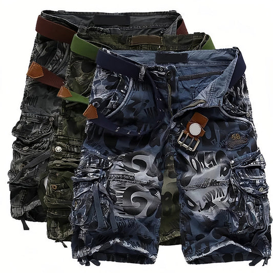 Pantalones cortos cargo de hombre con múltiples bolsillos