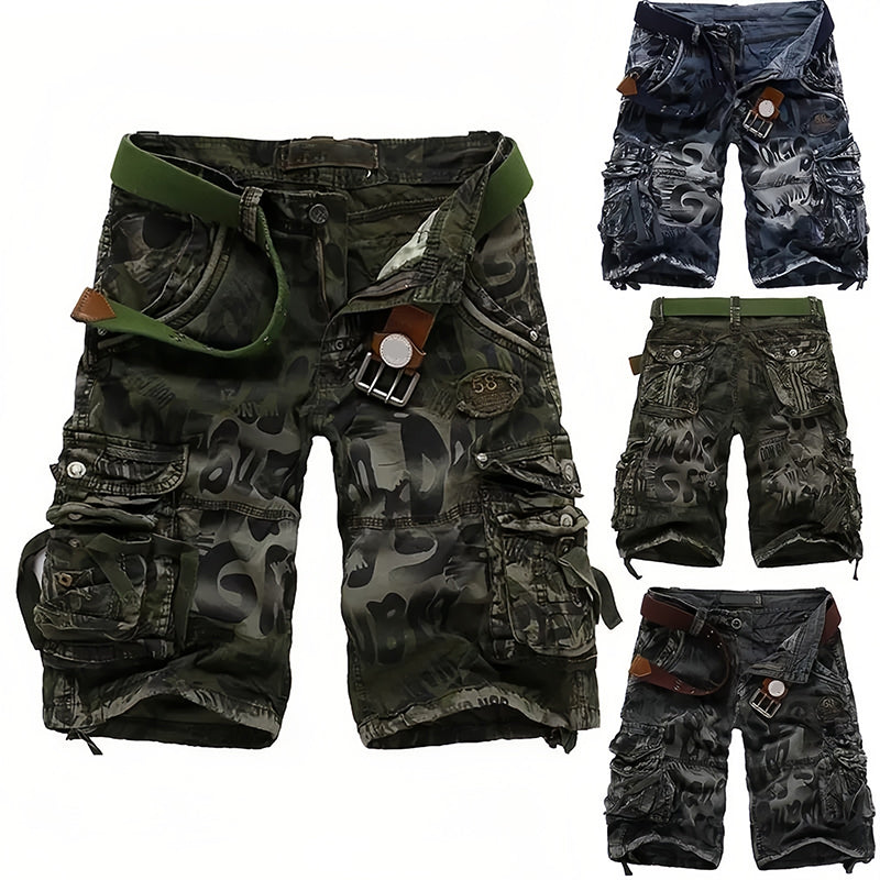 Pantalones cortos cargo de hombre con múltiples bolsillos