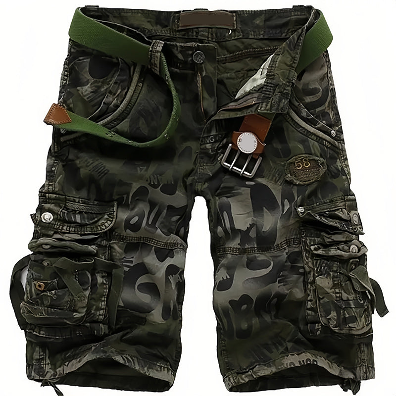 Pantalones cortos cargo de hombre con múltiples bolsillos