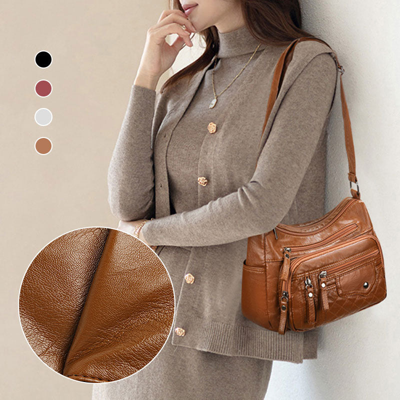 Bolso  para mujer – Cuero sintético, varios compartimentos, correa ajustable