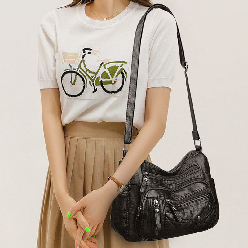 Bolso  para mujer – Cuero sintético, varios compartimentos, correa ajustable