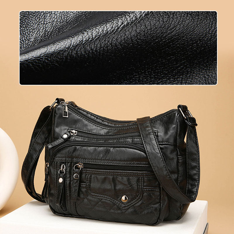 Bolso  para mujer – Cuero sintético, varios compartimentos, correa ajustable