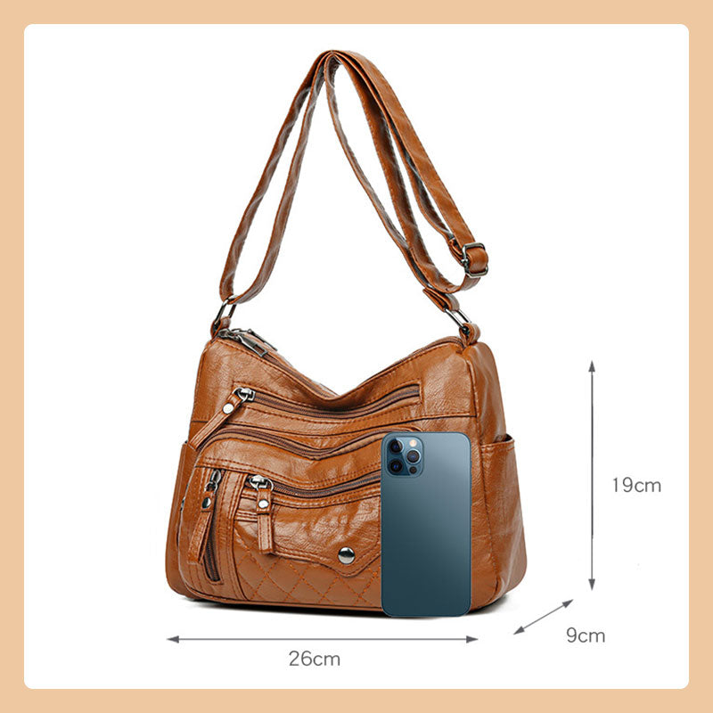 Bolso  para mujer – Cuero sintético, varios compartimentos, correa ajustable