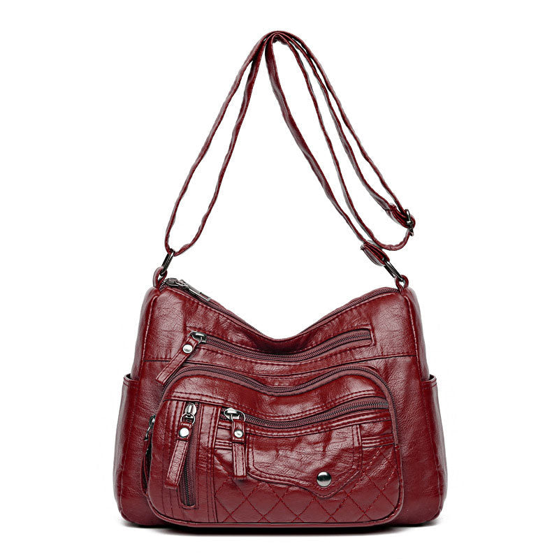 Bolso  para mujer – Cuero sintético, varios compartimentos, correa ajustable