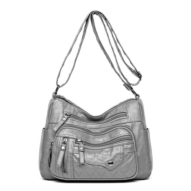 Bolso  para mujer – Cuero sintético, varios compartimentos, correa ajustable