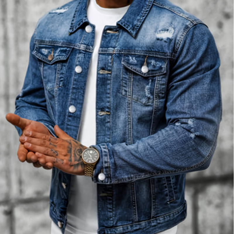 Chaqueta para hombre con efecto desgastado y lavado vintage
