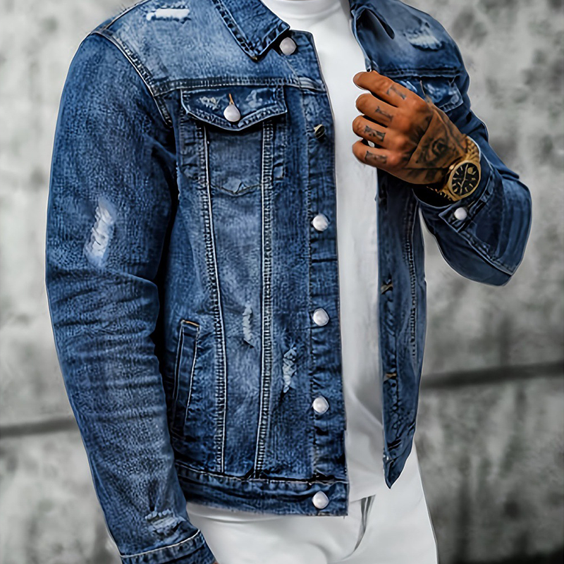 Chaqueta para hombre con efecto desgastado y lavado vintage