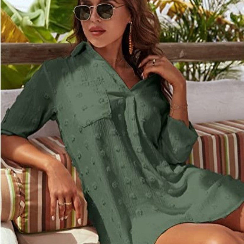 Camisa de gasa jacquard oversize para mujer