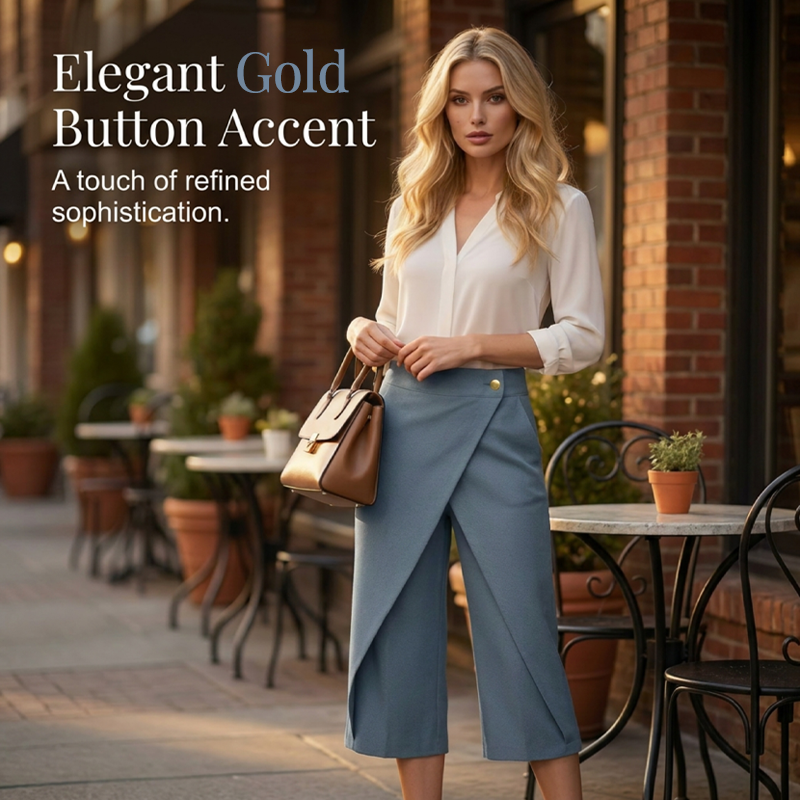 Pantalón capri para mujer con detalles de paneles combinados