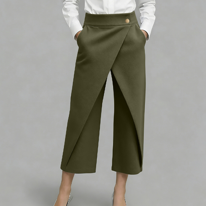 Pantalón capri para mujer con detalles de paneles combinados