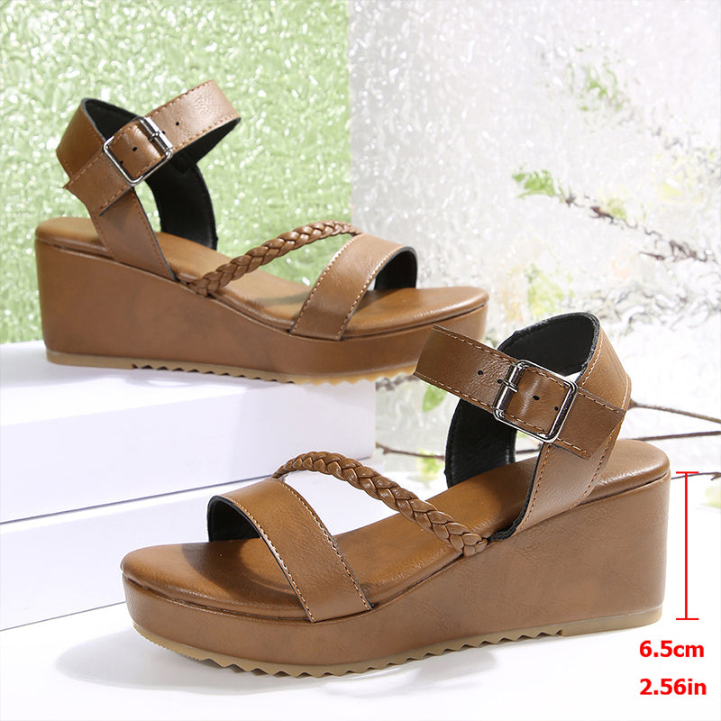 Sandalias de cuña con tiras trenzadas para mujer