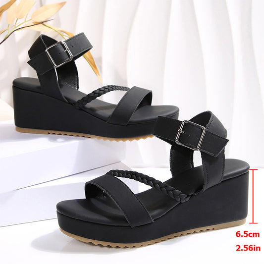 Sandalias de cuña con tiras trenzadas para mujer