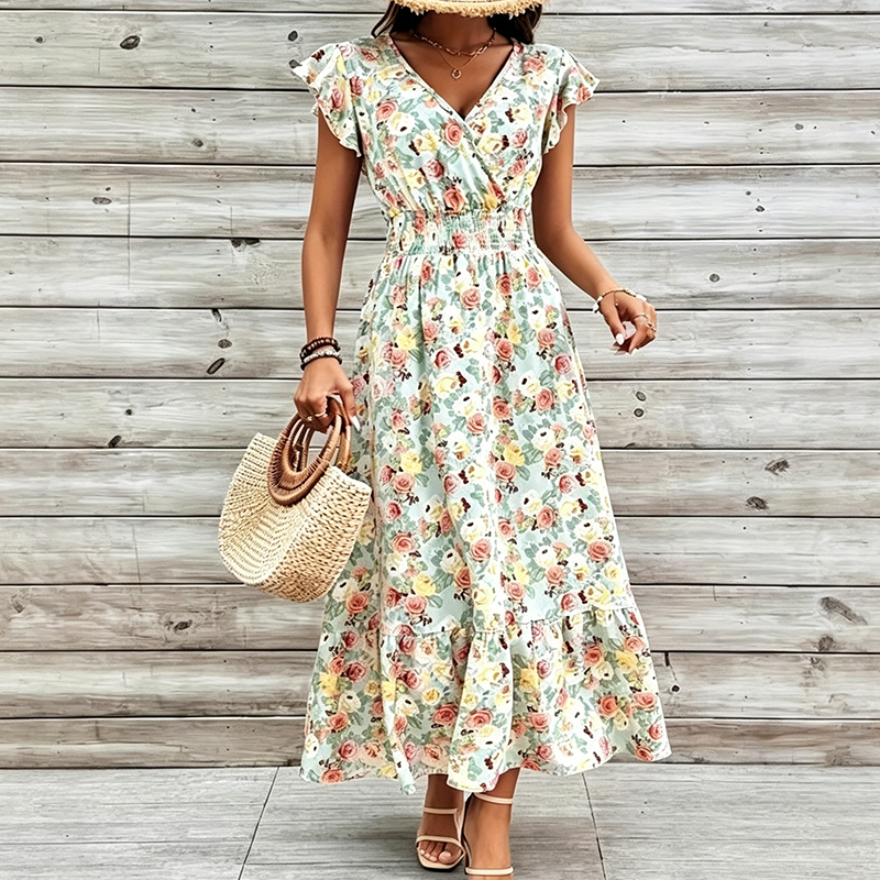 Vestido floral con cintura elástica