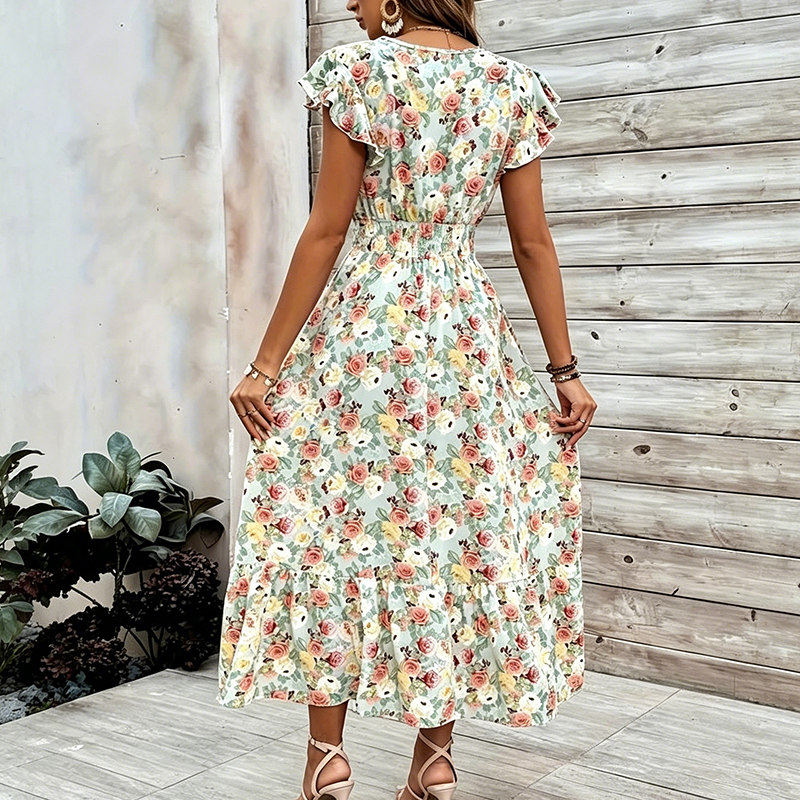 Vestido floral con cintura elástica