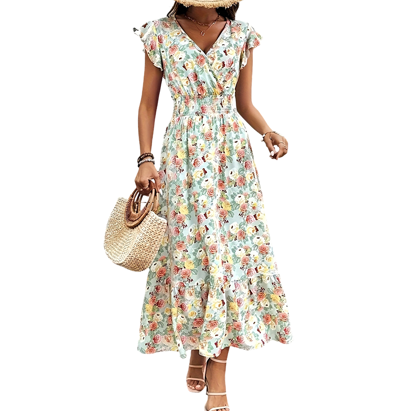 Vestido floral con cintura elástica